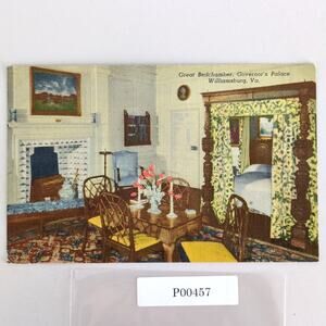 Great Bedchamber Governor's Palace Williamsburg VA 1940s Linen Postcard PC 1952